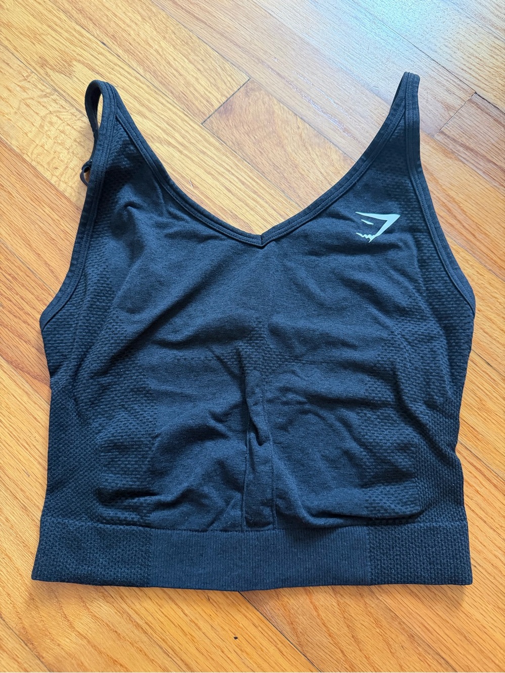 Gymshark Black Seamless Crop Tank Top with Subtle Logo